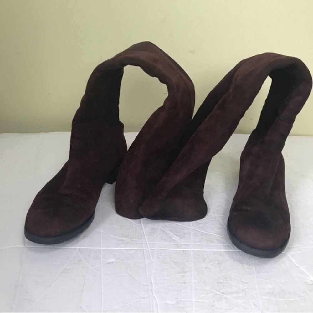 Stuart Weitzman 5050 Suede OverThe Knee Tall Boot Stretch Round Toe Burgundy 5.5 - Picture 9 of 16